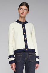 WHITE BICOLOR CARDIGAN