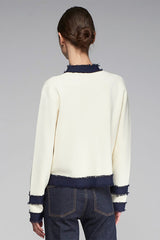 WHITE BICOLOR CARDIGAN