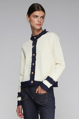 WHITE BICOLOR CARDIGAN