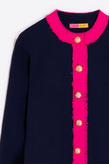 NAVY BICOLOR CARDIGAN