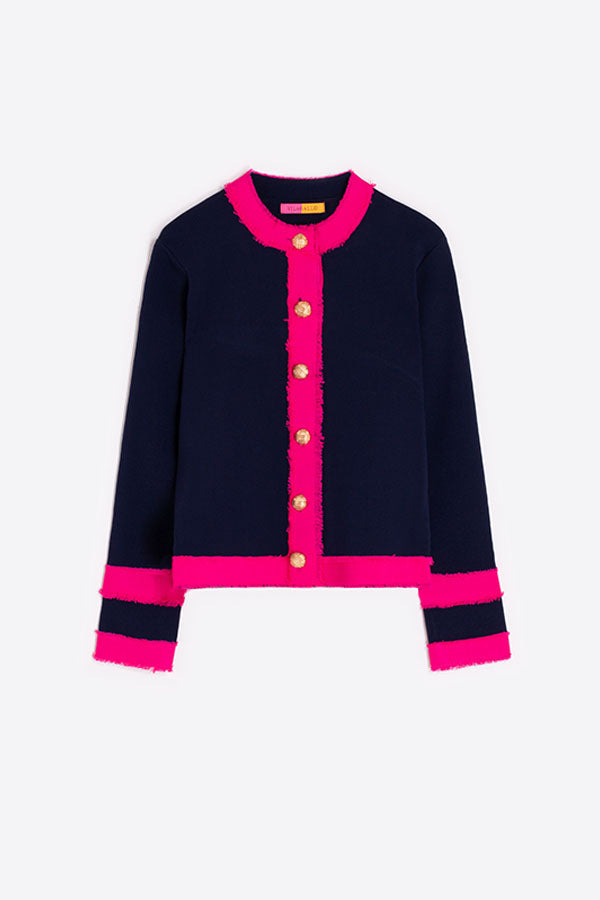 NAVY BICOLOR CARDIGAN