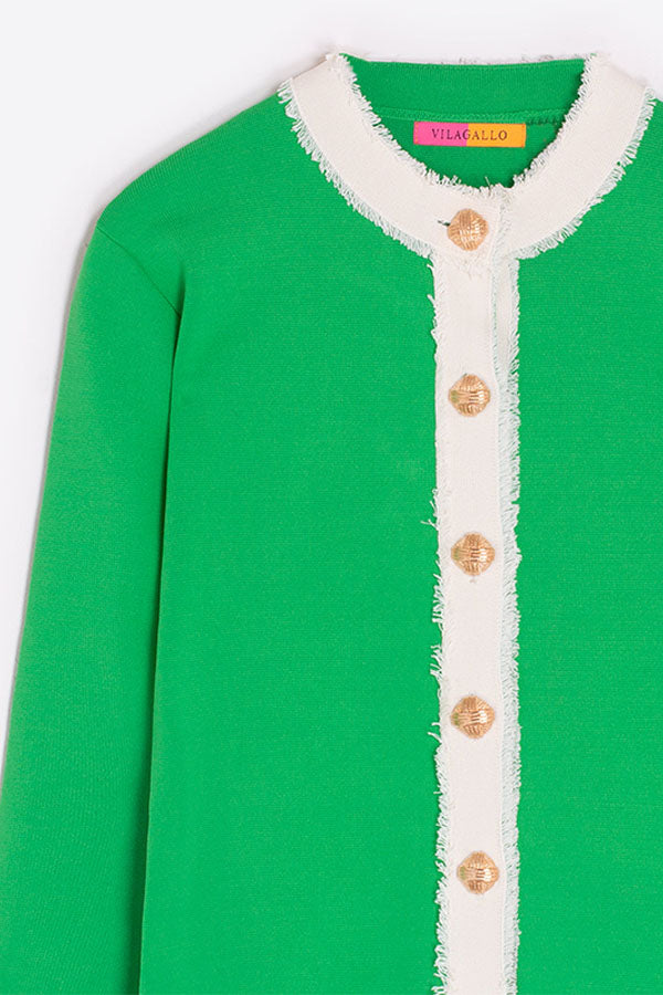 GREEN BICOLOR CARDIGAN