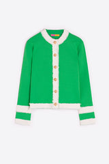 GREEN BICOLOR CARDIGAN