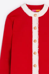 RED BICOLOR CARDIGAN