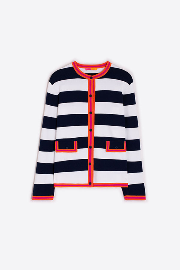 NAVY TRICOLOR CARDIGAN