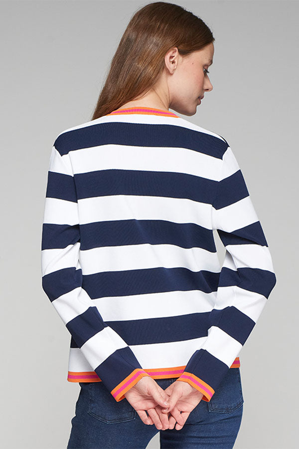 NAVY TRICOLOR CARDIGAN