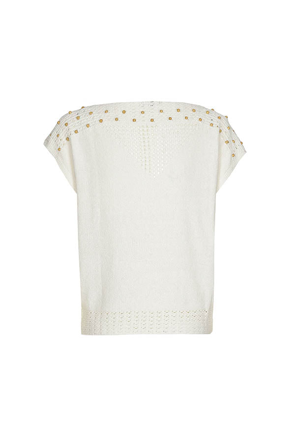 CREAM DECORATIVE STITCH SWEATER