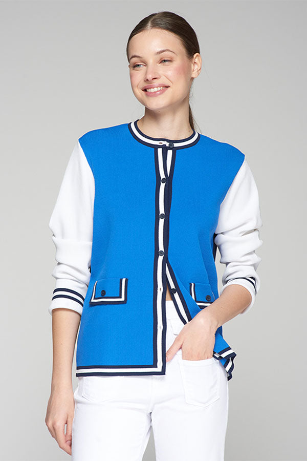 BLUE TRICOLOR CARDIGAN