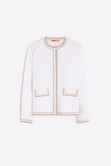 WHITE BICOLOR CARDIGAN