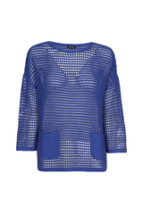 BLUE SHEER CROCHET LONG PULLOVER