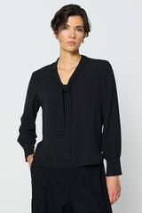 BLACK BOW NECK BLOUSE