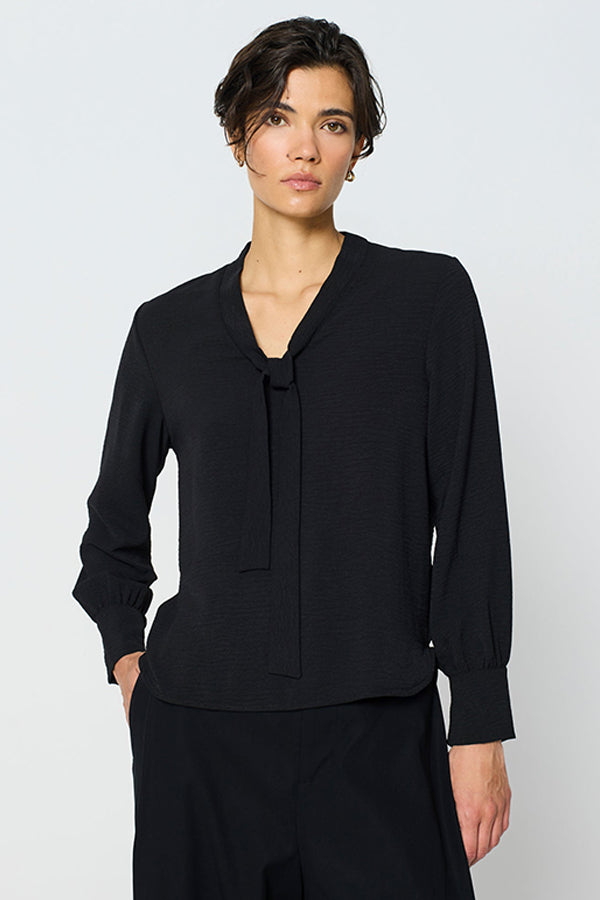BLACK BOW NECK BLOUSE