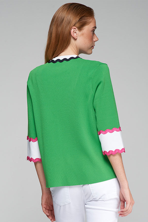 Kelly Green Ric Rac GREEN RIC-RAC DETAIL CARDIGAN – Espace S