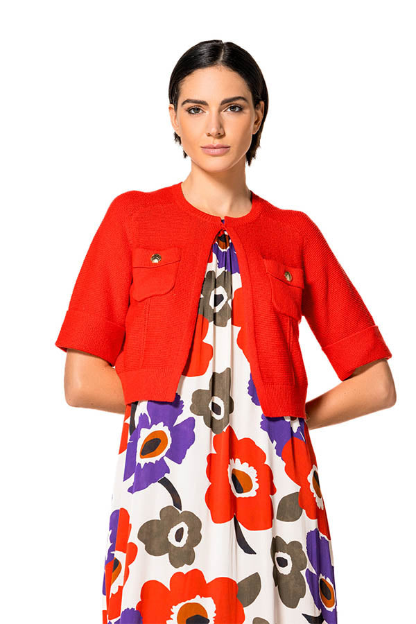 CHERRY COTTON MIX CARDIGAN