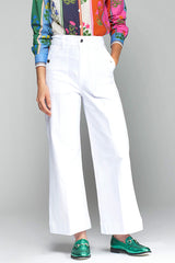 NOA CROPPED WHITE DENIM TROUSERS