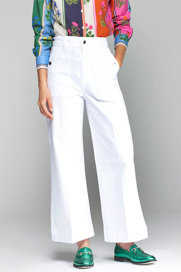 NOA CROPPED WHITE DENIM TROUSERS