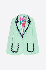 HILLARY GREEN STRIPED RIC-RAC BLAZER