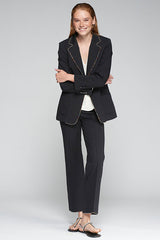 CAROLE STRASS TRIM BLACK TROUSERS