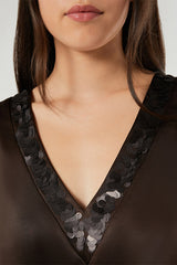 PENTOLA SEQUINNED SATIN DRESS