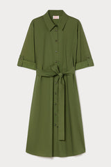 BASCHI GREEN COTTON POPLIN DRESS