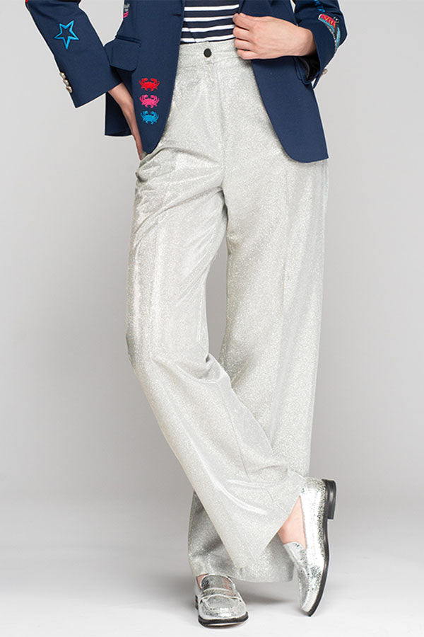 MILENA METALLIC SILVER TROUSERS