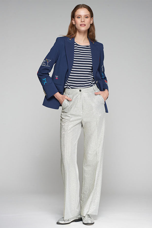 MILENA METALLIC SILVER TROUSERS