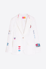 HEATHER WHITE EMBROIDERED BLAZER