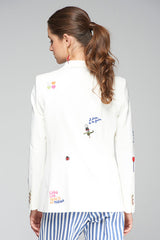 HEATHER WHITE EMBROIDERED BLAZER