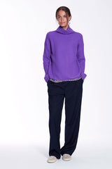 LONA HIGH COLLAR VIOLET CASHMERE SWEATER