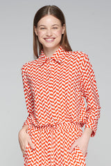 SARA RED GEOMETRIC PRINT SHIRT