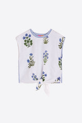 ALIZA SLEEVELESS BLUE FLORAL T-SHIRT