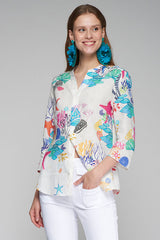 JULIET SEABED PRINT LINEN SHIRT