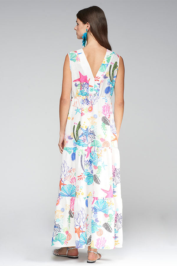 GADEA SEABED PRINT LINEN DRESS