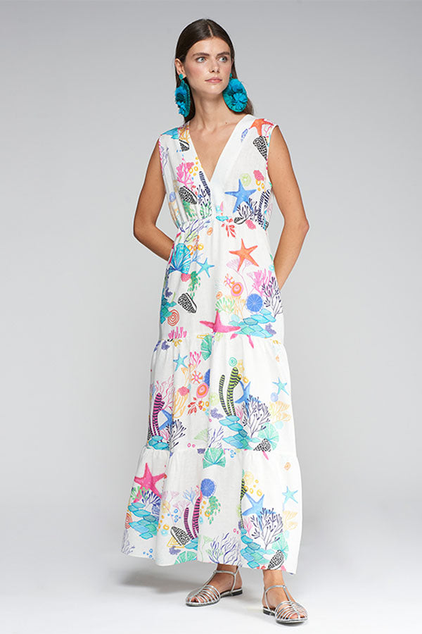 GADEA SEABED PRINT LINEN DRESS