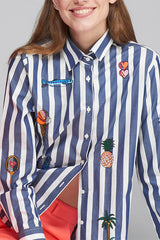 ISA STRIPED BEACH EMBROIDERED SHIRT