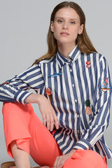 ISA STRIPED BEACH EMBROIDERED SHIRT