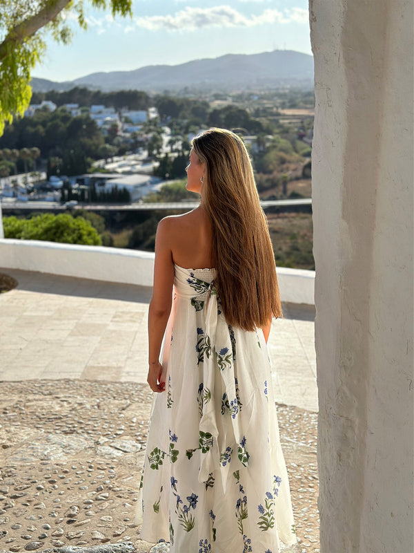 SUSAN FLOR AZUL LINEN DRESS