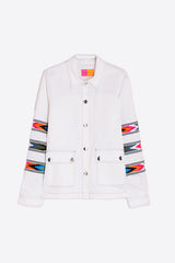 OLIVIA TRIBAL EMBROIDERED WHITE JACKET