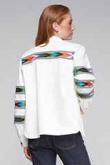 OLIVIA TRIBAL EMBROIDERED WHITE JACKET