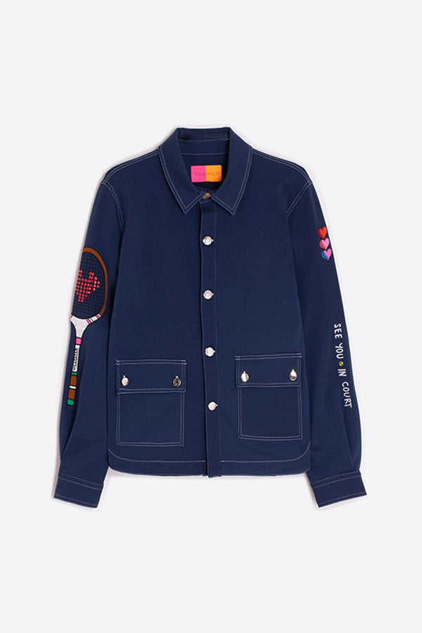 OLIVIA EMBROIDERED ROMA KNIT BLAZER