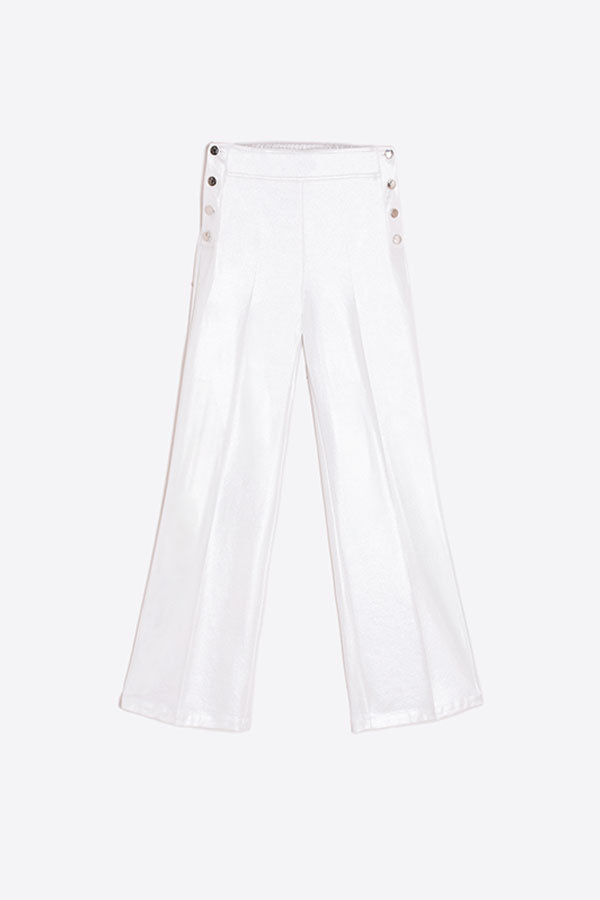 TEODORA WHITE METALLIC TONE TROUSERS