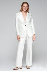 TEODORA WHITE METALLIC TONE TROUSERS