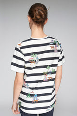 TORA CIRCUS PRINT STRIPED T-SHIRT