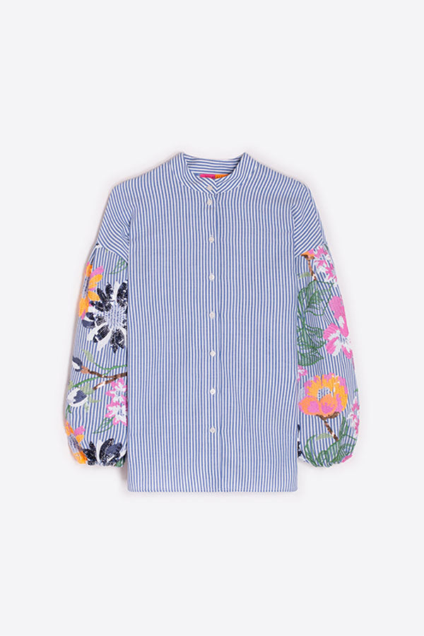 UMA STRIPED EMBROIDERED SLEEVE SHIRT