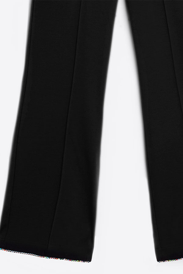 CAROLE STRASS TRIM BLACK TROUSERS