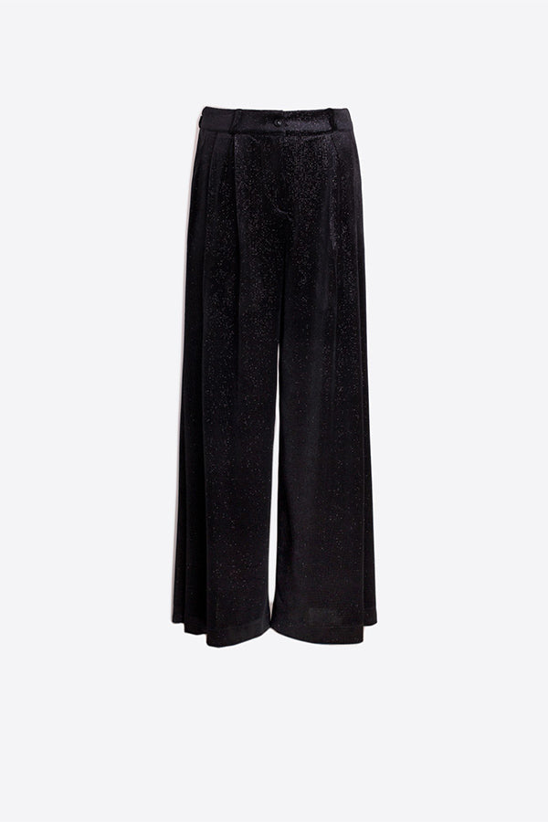 BLACK VELVET PALAZZO TROUSERS