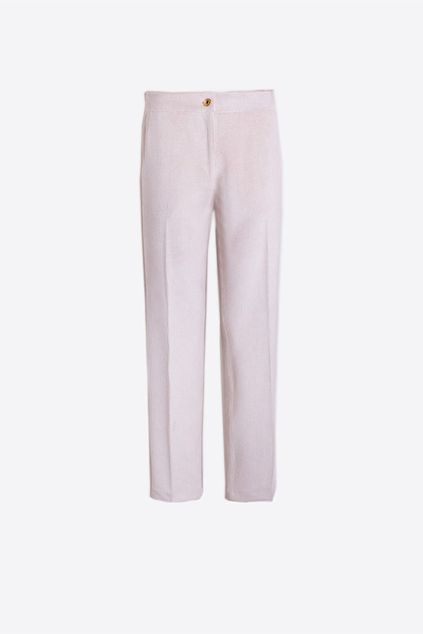 ECRU CORDUROY STRAIGHT-LEG TROUSERS
