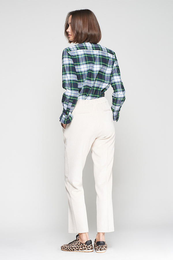 ECRU CORDUROY STRAIGHT-LEG TROUSERS
