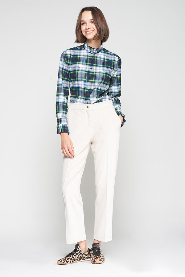 ECRU CORDUROY STRAIGHT-LEG TROUSERS
