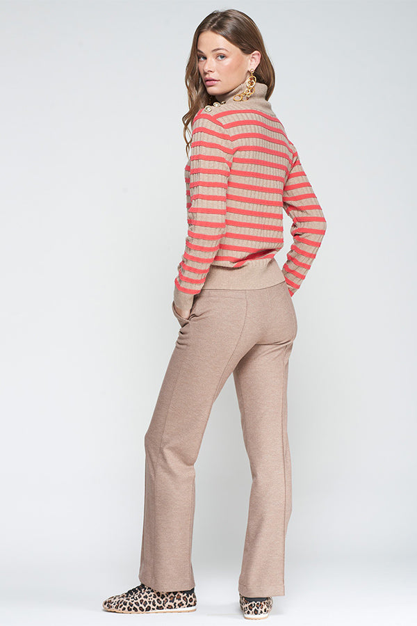 CARLA PUNTO DIAGONAL BEIGE TROUSERS